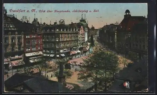 AK Frankfurt a. Main, Ortsansicht, Hauptwache, Schillerplatz, Zeil