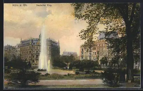 AK Köln-Neustadt, Parkanlage mit Brunnen am Deutschen Ring