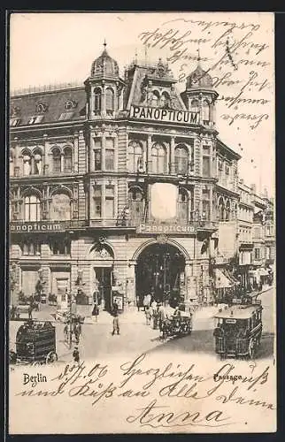 AK Berlin, Litfasssäule am Panopticum in der Friedrichstrasse 158