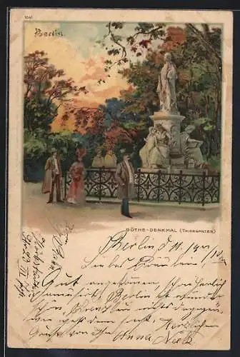 Lithographie Berlin, Goethe-Denkmal im Tiergarten