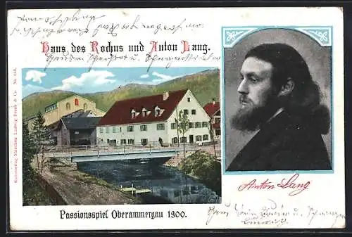 AK Oberammergau, Passionsspiele, Haus des Rochus und Anton Lang, 1900