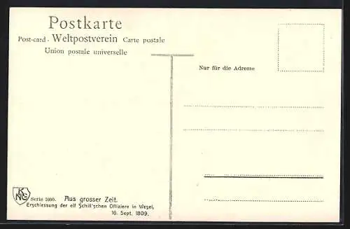 AK Wesel, Erschiessung der 11 Schill'schen Offiziere 1809, Befreiungskriege