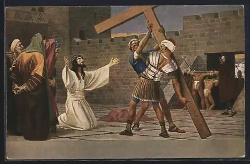 AK Jesus vor dem Kreuz, Bibel