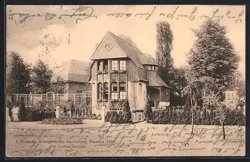 AK Dresden, 3. Deutsche Kunstgewerbe-Ausstellung 1906, Einfamilienhaus