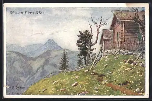 Künstler-AK Türnitzer Höger, Berghütte