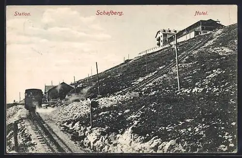 AK Schafbergbahn, Hôtel und Station der Bergbahn