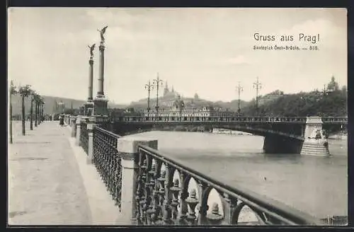 AK Prag / Praha, Swatopluk Cech-Brücke