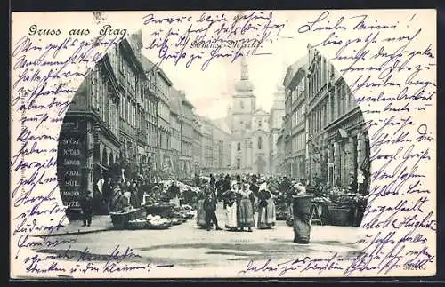 AK Prag / Praha, Händler auf dem Gemüse-Markt