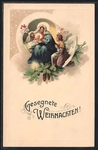 AK Maria mit Christkind und Weihnachtsengel