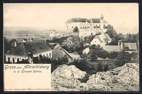 AK Albrechtsberg a. d. Grossen Krems, Ortsansicht mit Burg, mit Student