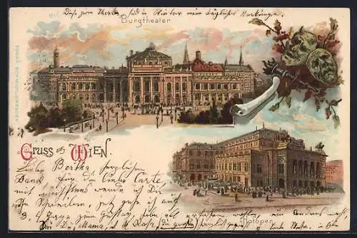 Lithographie Wien II, Burgtheater, Hofoper