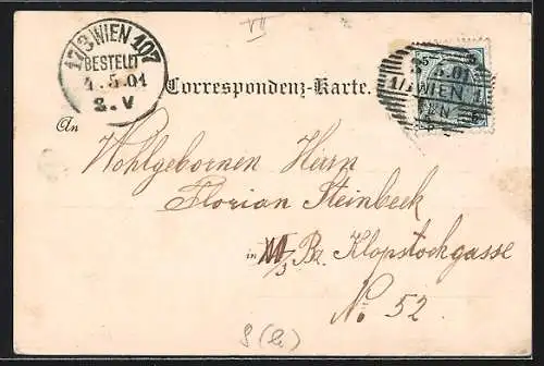 AK Wien, K. k. Landwehr-Kaserne Siebenbrunnengasse, Hof mit Soldaten, Ornament-Rahmen