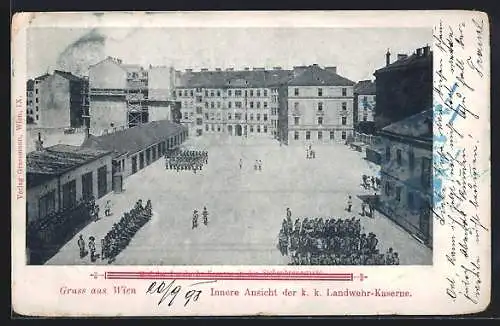 AK Wien, k. k. Landwehr-Kaserne Siebenbrunnengasse, Kasernenhof