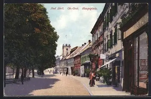 AK Bad Hall /Ob.-Oest., Hauptplatz mit Geschäften