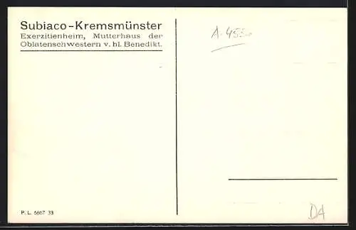 AK Kremsmünster, Subiaco Exerzitienheim, Mutterhaus der Oblatenschwestern v. Hl. Benedikt