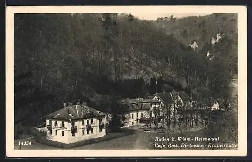 AK Baden b. Wien, Cafe Restaurant Krainerhütte Dietmann