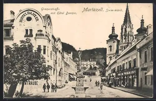 AK Mariazell /Steiermark, Grazerstrasse mit Hotel Danzer