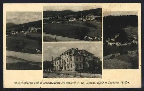 AK Mönichkirchen am Wechsel, Hotel Land, Ortspartie, Teilansicht