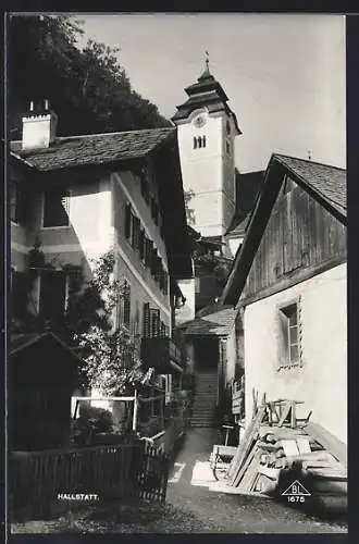 AK Hallstatt, Ortspartie an der Kirche