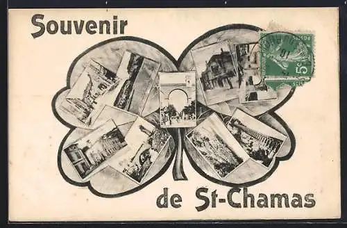 AK St-Chamas, Souvenir avec montage de vues locales en forme de trèfle