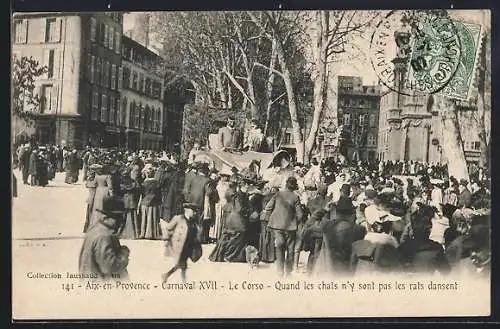 AK Aix-en-Provence, Carnaval XVII, Le Corso, Quand les chats n`y sont pas les rats dansent