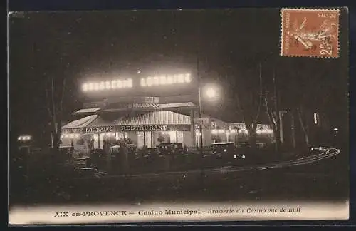 AK Aix-en-Provence, Casino Municipal, Brasserie du Casino vue de nuit