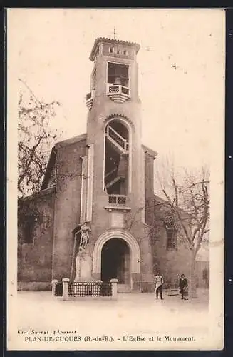 AK Plan-de-Cuques, L`Eglise et le Monument