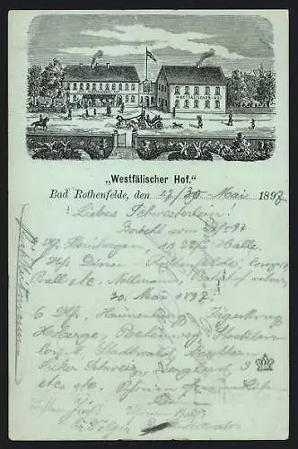 Mondschein-Lithographie Bad Rothenfelde, Das Hotel Westfälischer Hof