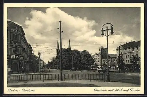 AK Berlin-Pankow, Breitestrasse mit Blick auf Kirche