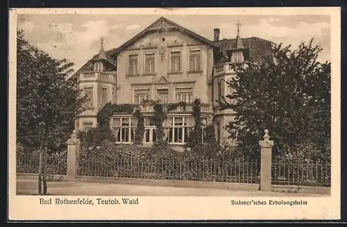 AK Bad Rothenfelde /Teutob. Wald, Hotel Stahmer`sches Erholungsheim mit Garten