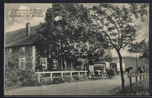 AK Eppendorf / Borgloh, Gasthaus Nülle, Strassenpartie mit parkenden Autos