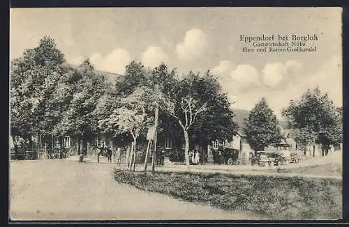 AK Eppendorf / Borgloh, Gasthaus Nülle mit Strassenpartie