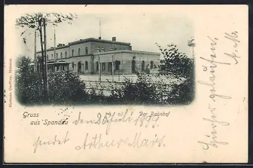 AK Berlin-Spandau, Blick auf den Bahnhof