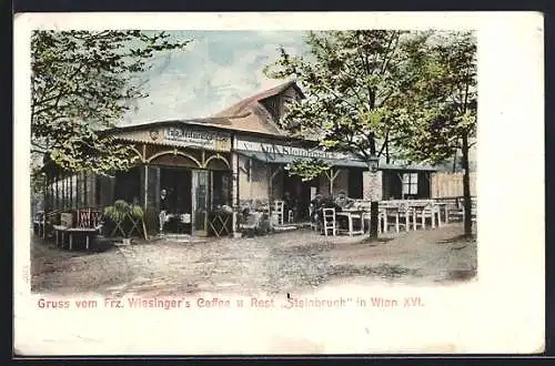 Lithographie Wien, Frz. Wiessinger`s Cafe und Restaurant Steinbruch