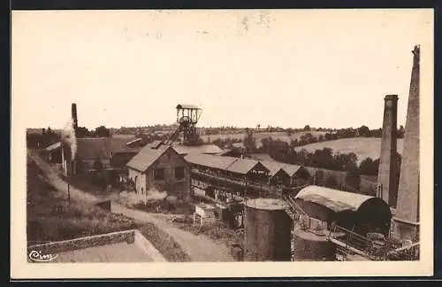 AK Buxieres-les-Mines, Vue des Mines du Meiglin, Gesamtansicht des Kohlekraftwerks