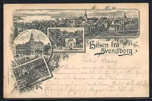 Lithographie Svendborg, Hotel, Karoline Amalielund, Panorama