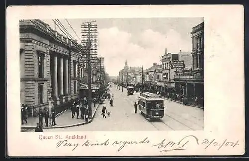 AK Auckland, Queen Street, Strassenbahn