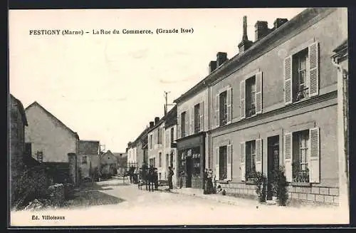 AK Festigny, La Rue du Commerce, Grande Rue, Strassenpartie