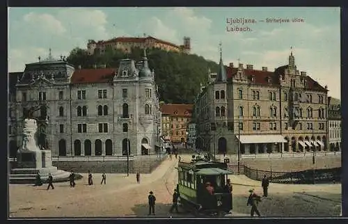 AK Laibach / Ljubljana, Stritarjeva ulice, Strassenbahn