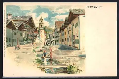 Künstler-AK Edward Theodore Compton: Mittenwald, Gesamtansicht