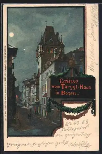Künstler-AK Zeno Diemer: Bozen, Strassenpartie am Gasthof Torggl-Haus