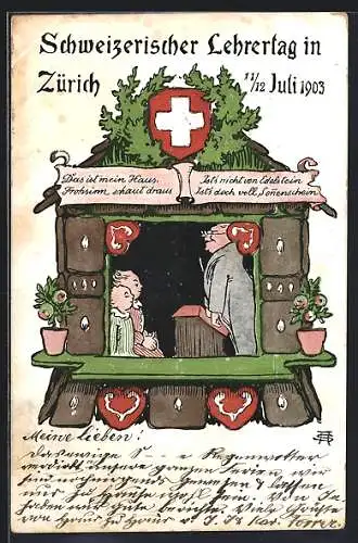 Künstler-AK Zürich, Schweizerischer Lehrertag 1903, Lebkuchen-Haus