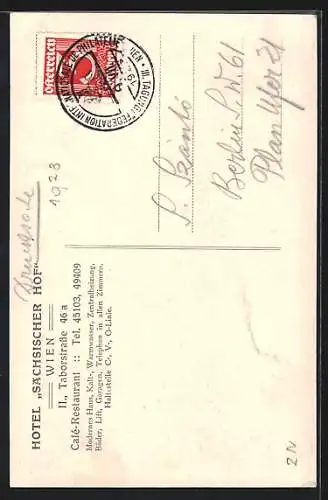 AK Wien, Hotel Sächsischer Hof, Taborstrasse 46 a
