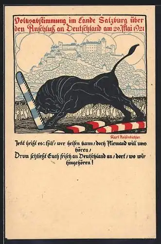 AK Salzburg, Volksabstimmung über den Anschluss an Deutschland 1921