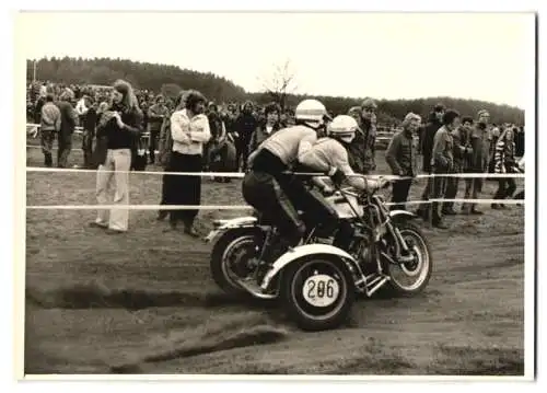 Fotografie Motorrad Geländerennen - Motocross, Rennmotorrad Norton Wasp mit Seitenwagen Startnummer 206