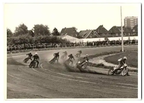 Fotografie Motorsport, Speedway-Motorradrennen, Motorrad, Rennmotorrad Startnummer 61