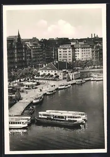 AK Hamburg-Neustadt, Dampferanlegestelle Jungfernstieg mit Alsterpavillon