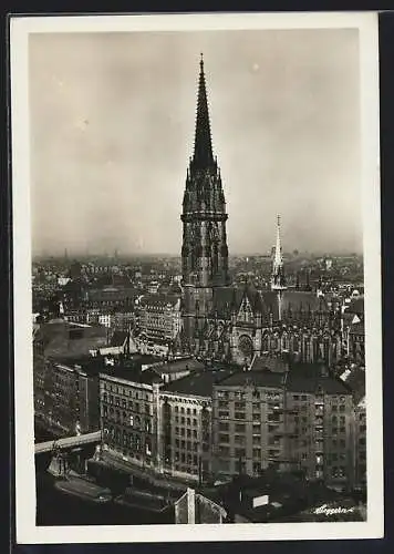 AK Hamburg, Blick auf die Nicolai-Kirche