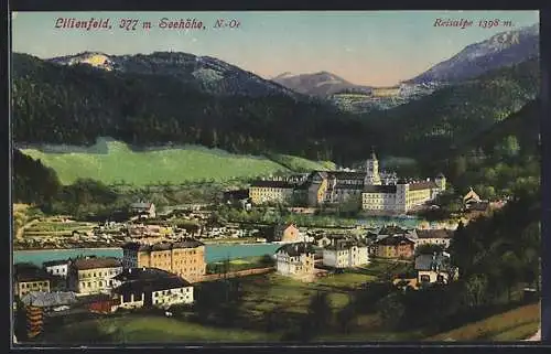 AK Lilienfeld, Teilansicht mit Kloster und Reisalpe