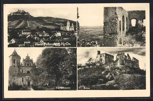 AK Falkenstein /N.-Oe., Ortsansicht, Ruine und Kirche